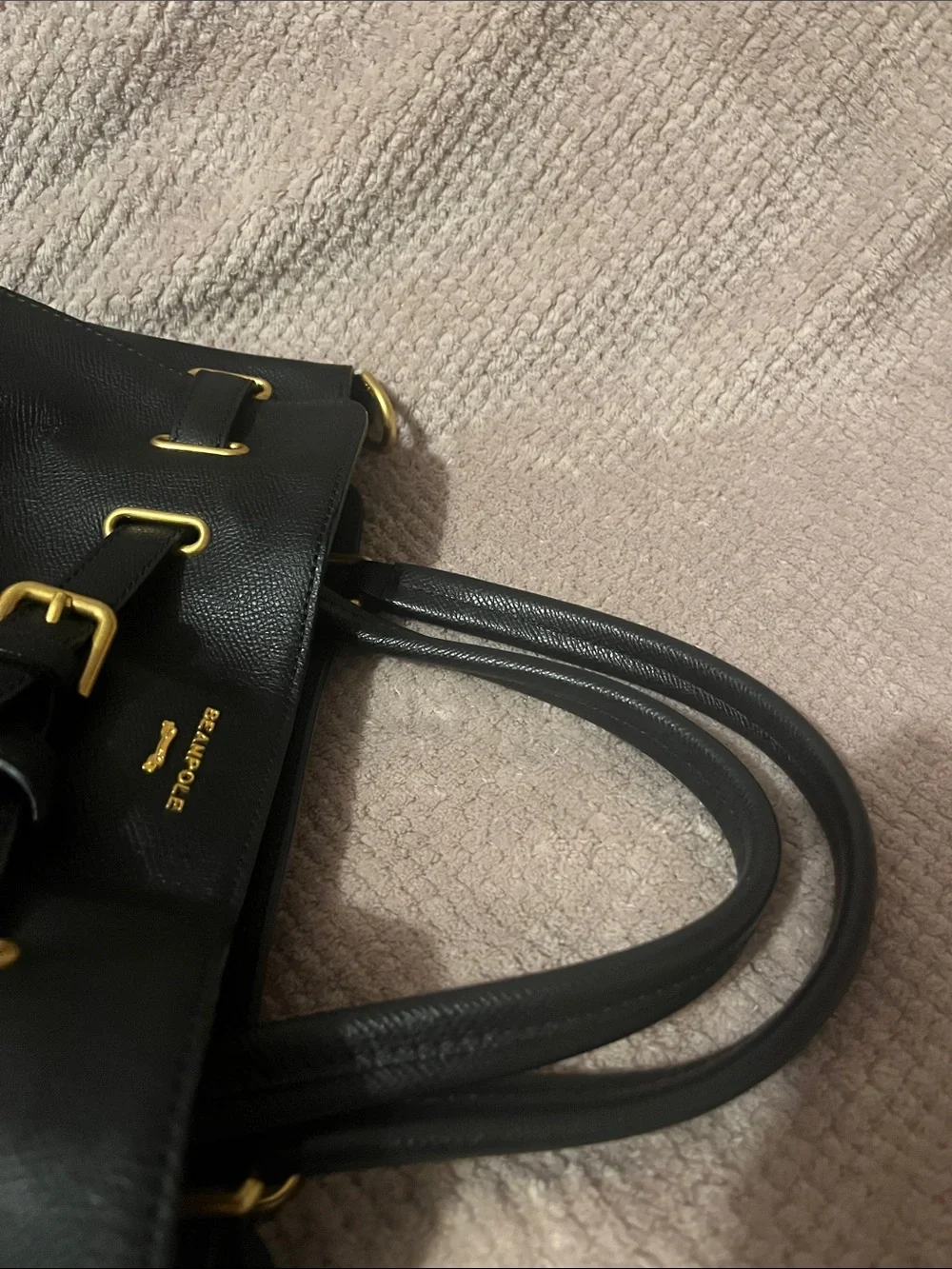 Bean Pole Leather Tote Bag with Gold Hardware